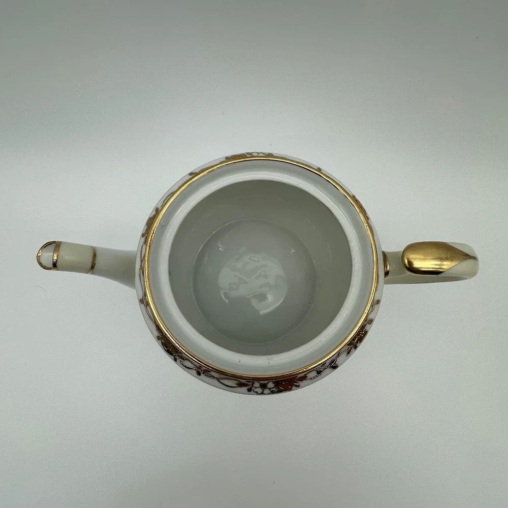 Antique Nippon Hand Painted Tea Set Gold Moriage Floral Teapot Sugar Creamer 3pc